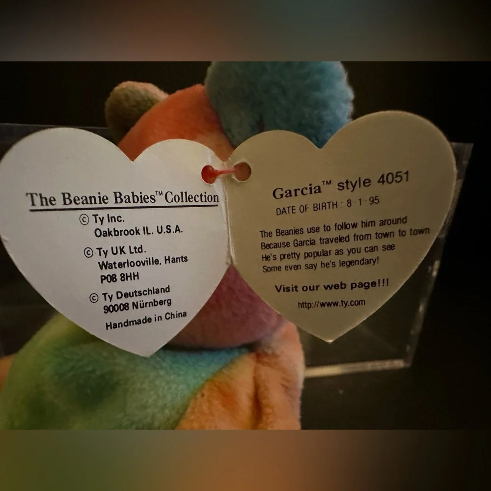 Ty Garcia Beanie Baby Bear #4051 1995 PVC 4th Gen Tag Near Mint w/ Case